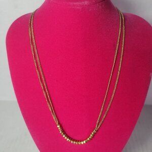 Stella & Dot Piper Gold-Tone Modest Double Chain Beaded Necklace